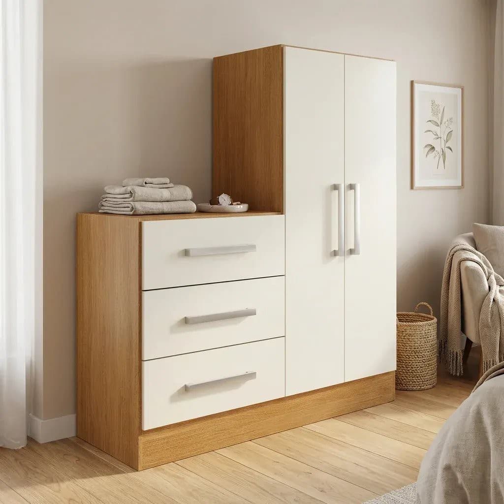 Cômoda 3 Gavetas 2 Portas Dunas Nature Off White